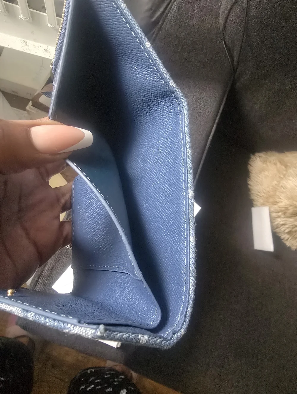 Cotton Jean Blue Denim Monogram Compact Wallet Remix Snappy Snap Short Envelope - Picture 10 of 11